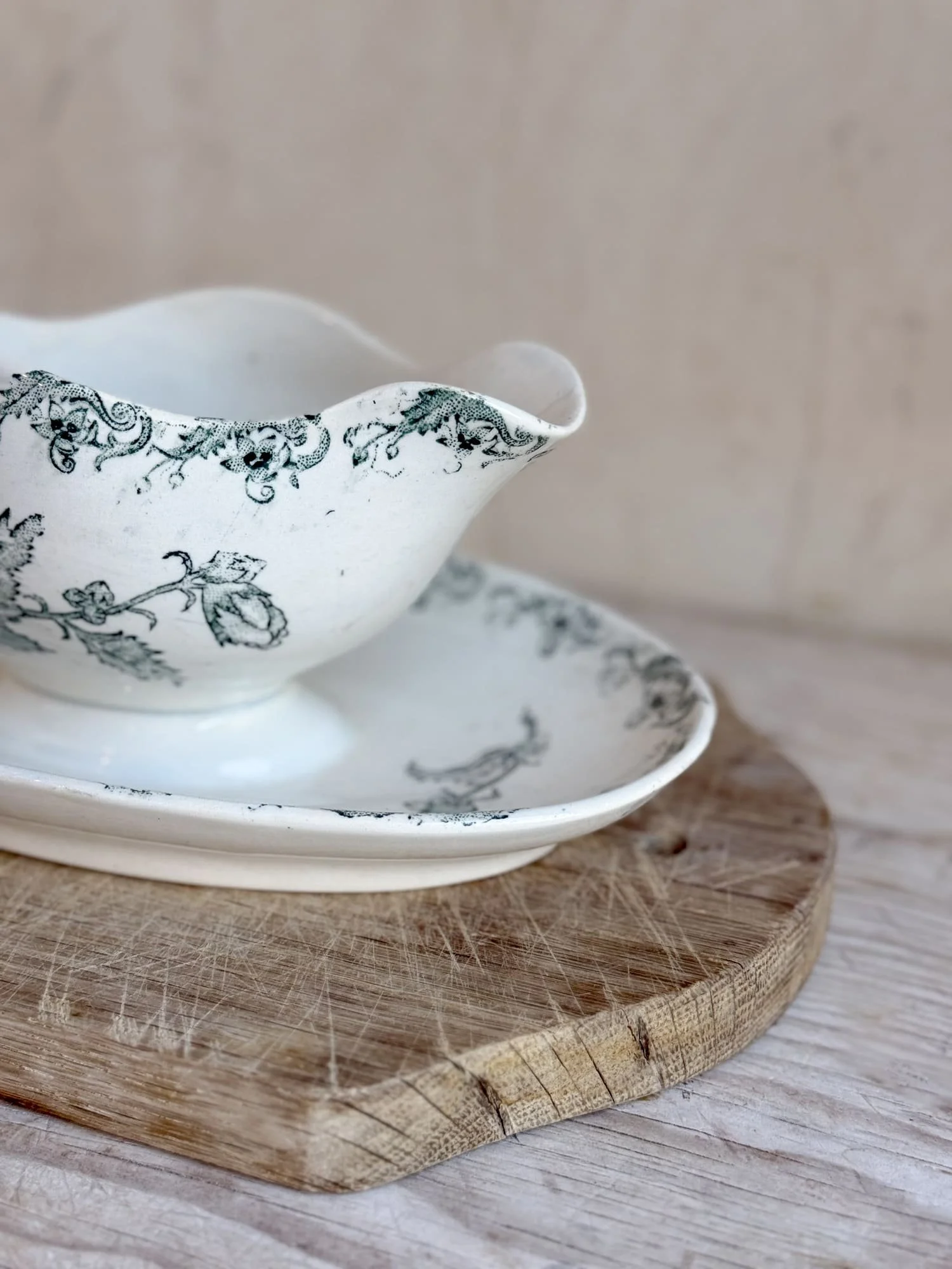 Antique Terre de Fer Sauce Boat Sauciere | St Amand Teal Green